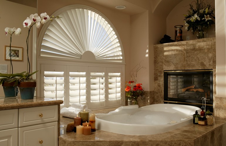 Our Experts Installed Shutters On A Sunburst Arch Window In Salt Lake City, Utah